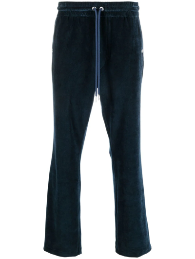 Moncler Velvet Track Trousers In Blue