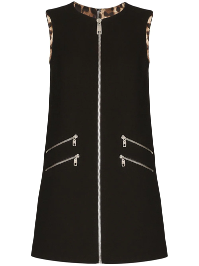 Dolce & Gabbana A-line Sleeveless Minidress In Black