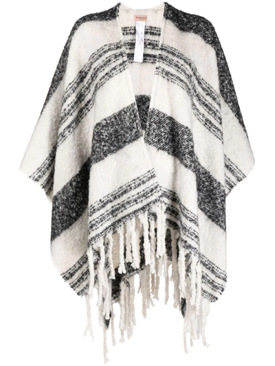 Twinset Twin-set Women's Multicolor Other Materials Poncho In White,multi