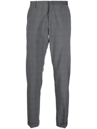 Paul Smith Check-print Straight-leg Trousers In Grau