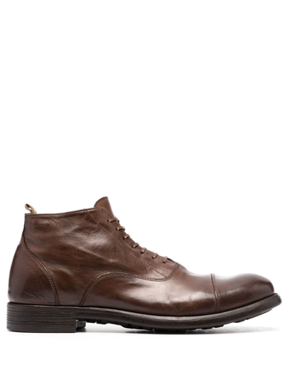 Officine Creative Leather Ankle Boots In Braun