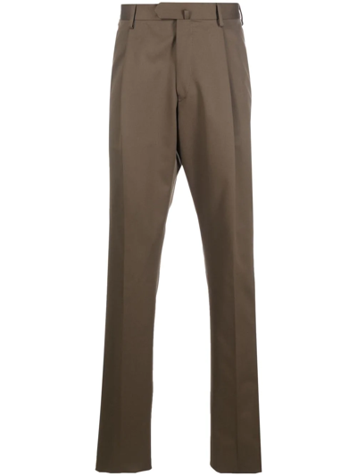 Caruso Pleat-detail Straight-leg Trousers In Green