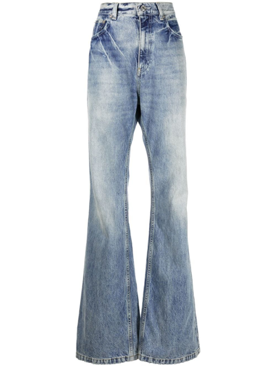 Balenciaga Distressed High-rise Flared Jeans In Blue