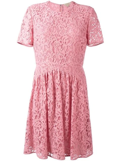 Burberry Fit-and-flare Dropped-waist Lace Dress In Antique Rose