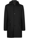 Moorer Button-up Hooded Coat In Schwarz