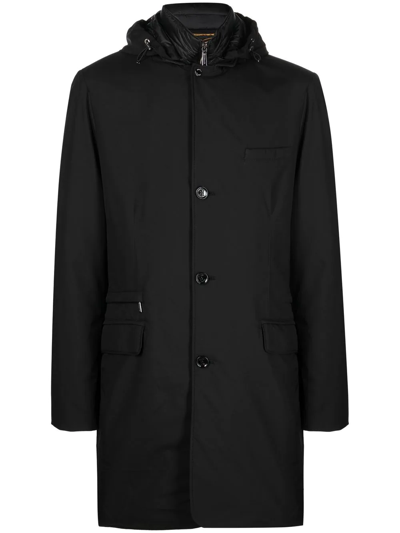 Moorer Button-up Hooded Coat In Negro