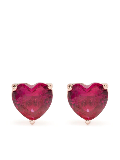 Kate Spade Crystal Heart-stud Earrings In Gold