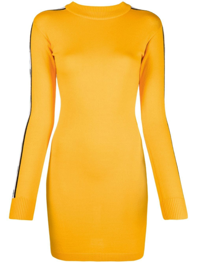 Chiara Ferragni Logo-tape Mini Knitted Dress In Orange