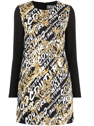 Versace Jeans Couture Dress Cady Print Couture All Over Dress In Black