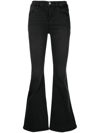 Frame Rodeo Low Rise Flared Jeans In Deco In Black