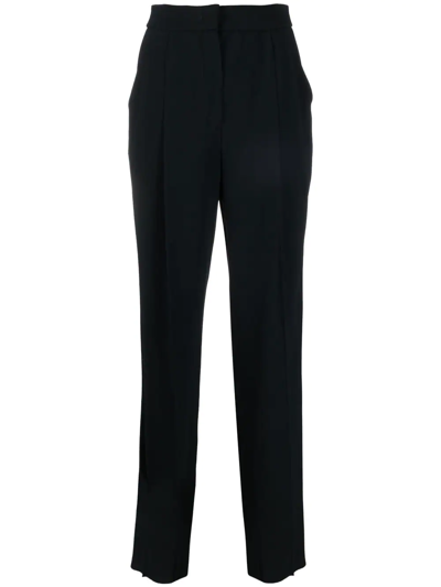 Emporio Armani Pleat-detail Two-pocket Tailored Trousers In Blau