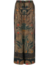 Pierre-louis Mascia Patterned Wide-leg Trousers In Grün