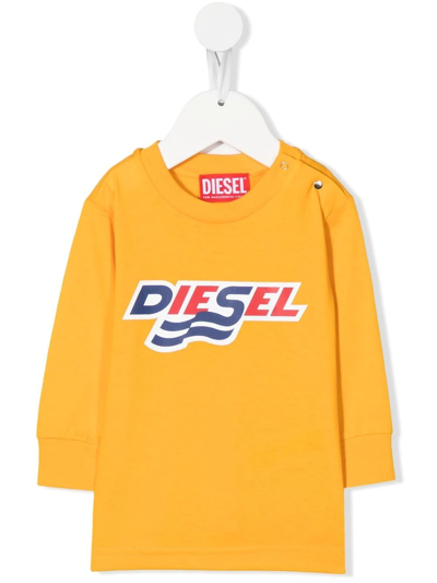 Diesel Babies' Logo-print Long-sleeve Sweatshirt In Gelb