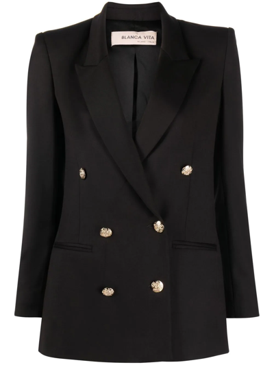 Blanca Vita Gypsophila Double-breasted Blazer In Schwarz