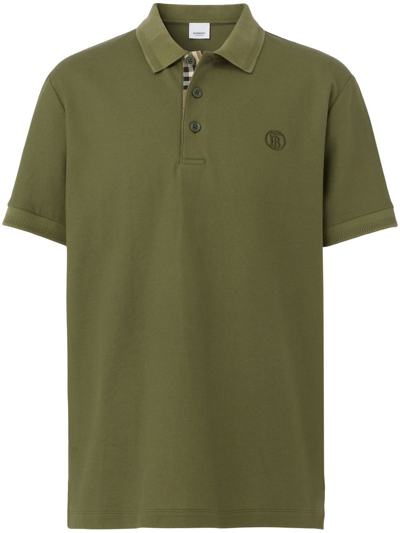 Burberry Check Trim Polo Shirt In Green
