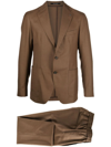 Tagliatore Drawstring-waist Single-breasted Suit In Braun