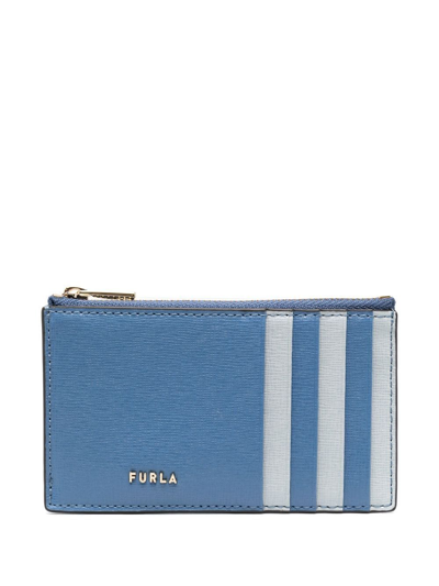 Furla Logo-plaque Leather Cardholder In Blau