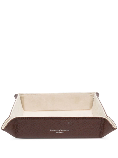 Aspinal Of London Logo-print Leather Tidy Tray In Braun
