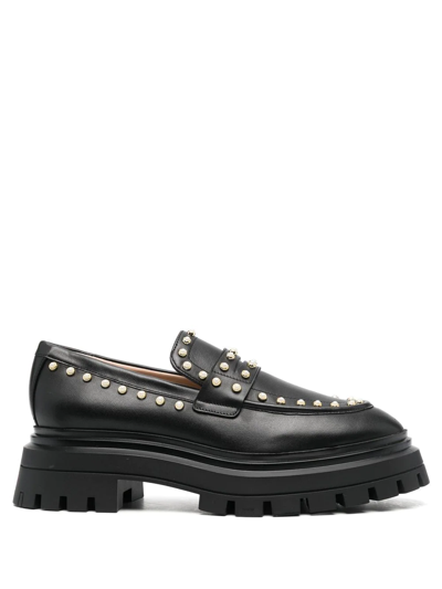 Stuart Weitzman Studded Platform Loafers In Black