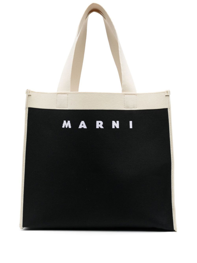 Marni Logo-print Tote Bag In Black