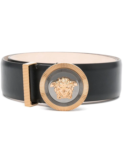 Versace Medusa Logo-buckle Belt In Schwarz