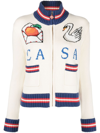 CASABLANCA INTARSIA-KNIT HIGH-NECK CARDIGAN