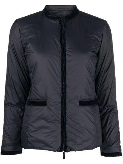 Emporio Armani High Neck Zip-up Jacket In Blau