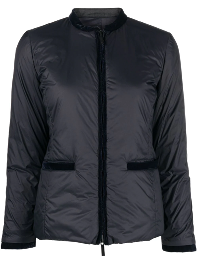 Emporio Armani Nylon Reversible Guru-collared Jacket In Blue