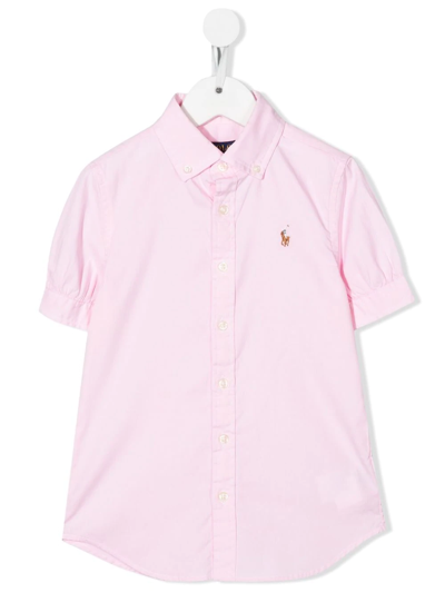 Ralph Lauren Kids' Polo Pony-logo Short-sleeved Shirt In Rosa