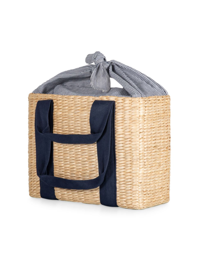 Picnic Time Parisian Picnic Basket In Beige With Navy Blue Accents
