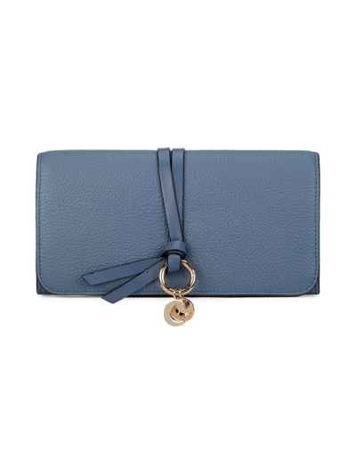 Chloé Alphabet Leather Continental Wallet In Blue