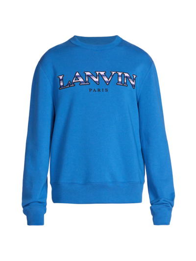 Lanvin Logo-embroidered Long-sleeve Sweatshirt In Blue