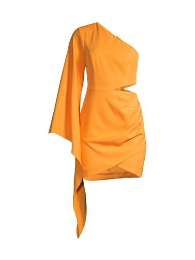 Lavish Alice Orange Draped One-shoulder Mini Dress In Mango