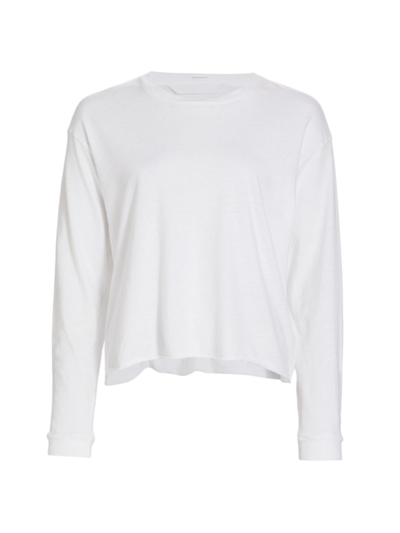 Mother The Long Sleeve Slouchy Cut Off Tee In White