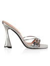 D’accori Lust Square-toe Crystal And Metallic-leather Mules In Silver