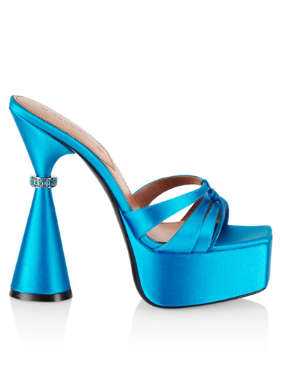 D’accori Sienna Satin Platform Mules In Sky High