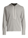 Vince Double Knit Striped Hoodie In Grey Off White