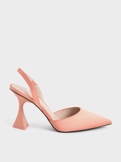 Charles & Keith Recycled Polyester Slingback Pumps In Peach