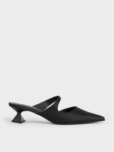 Charles & Keith Asymmetric Sculptural Heel Pumps In Black