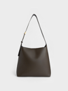 Charles & Keith Edna Large Hobo Bag In Dark Moss
