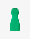 Victoria Beckham Fitted Sleeveless Stretch-woven Mini Dress In Green