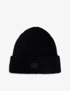 Acne Studios Kids' Embroidered-face Wool Beanie Hat 8-10 Years In Black