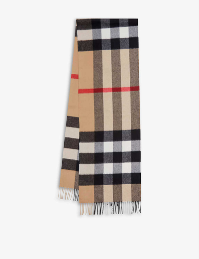Burberry Check-print Cashmere Scarf In Beige