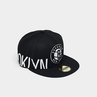 New Era Brooklyn Nets Nba Side Split 59fifty Fitted Hat In Black