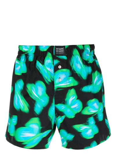 Msgm Graphic Butterfly Print Boxers In Multicolour