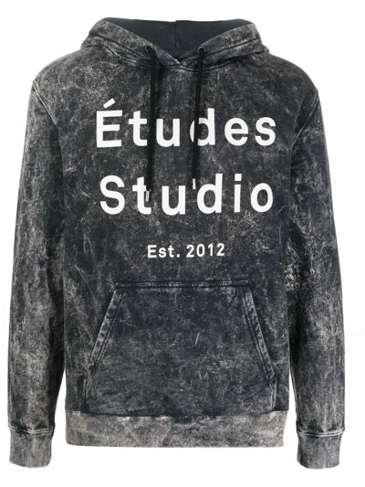 Etudes Studio Klein Logo-print Bleached Hoodie In Black
