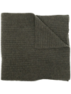 N•peal Ribbed-knit Organic-cashmere Scarf In Green