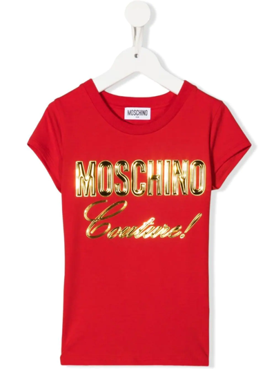 Moschino Kids' Logo-print Crew Neck T-shirt In Red