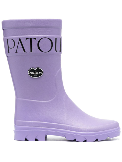 Patou Kids' X Le Chameau Logo Print Rain Boots In Purple