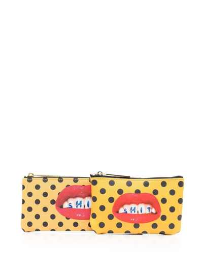 Seletti Graphic-print Pouch Set In Yellow